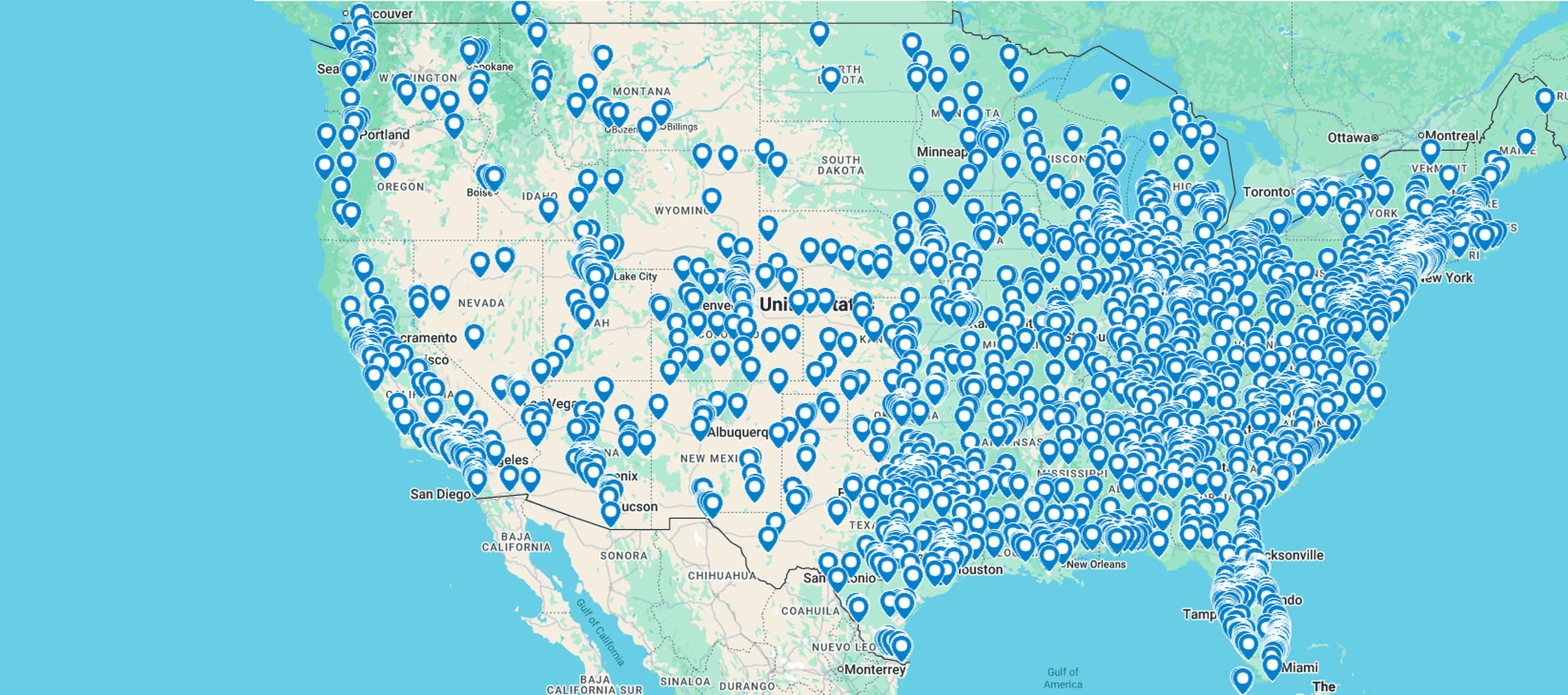 Map of all Green Imaging locations across USA.