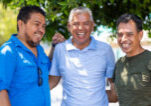 Three man friends of +40 years enjoying the city